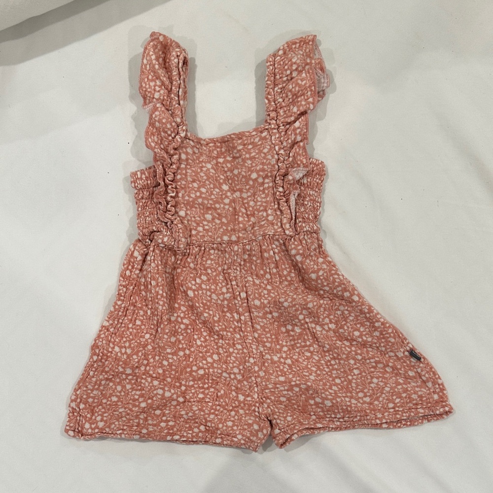 Modern Moments Girls' Dusty Rose Floral Ruffle Romper - Summer Cotton Blend